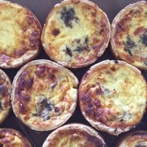Large size individual quiche on a tray